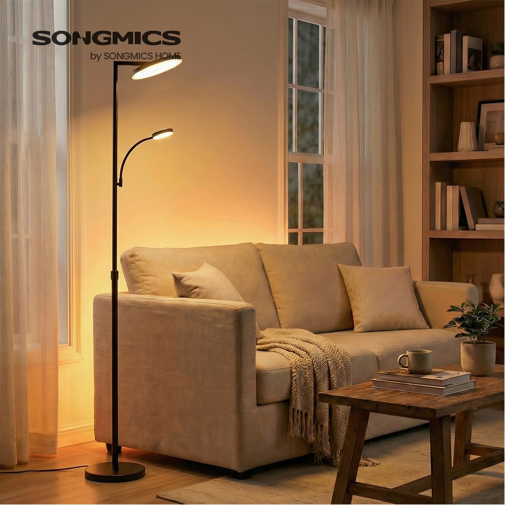Justerbar golvlampa LED 176 cm - Svart