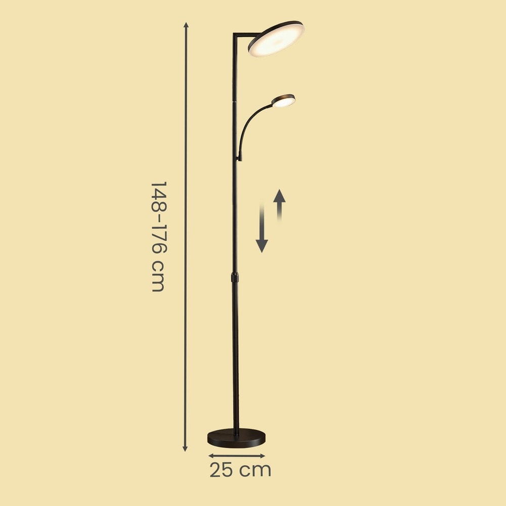 Justerbar golvlampa LED 176 cm - Svart