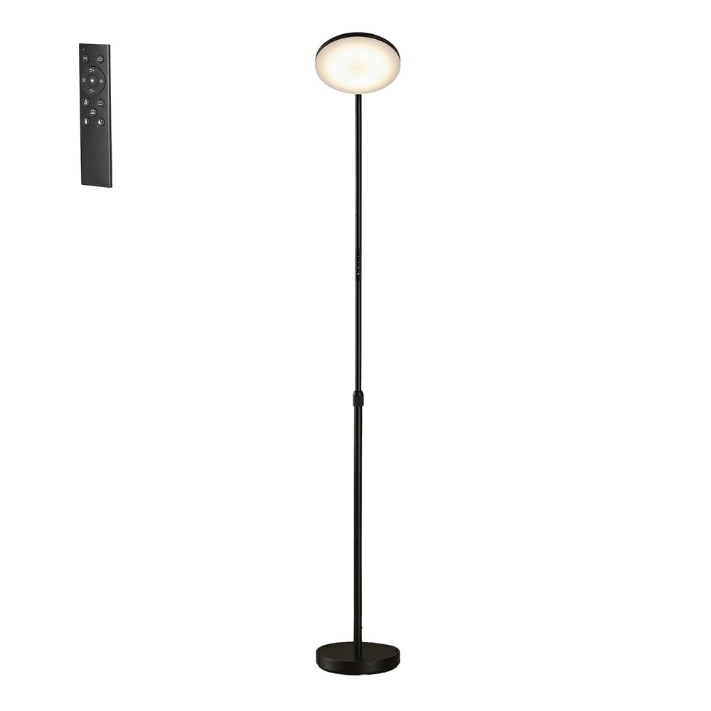 Dimbar golvlampa LED med fjärrkontroll 176 cm - Svart