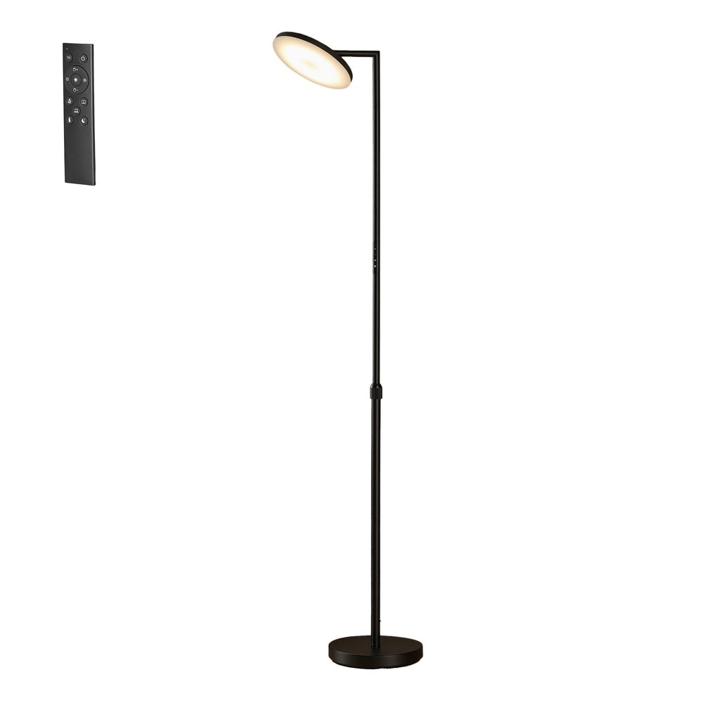 Dimbar golvlampa LED med fjärrkontroll 176 cm - Svart