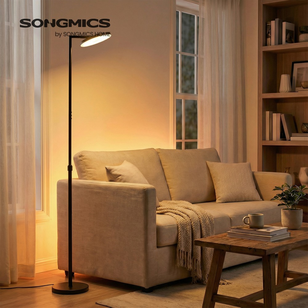 Dimbar golvlampa LED med fjärrkontroll 176 cm - Svart
