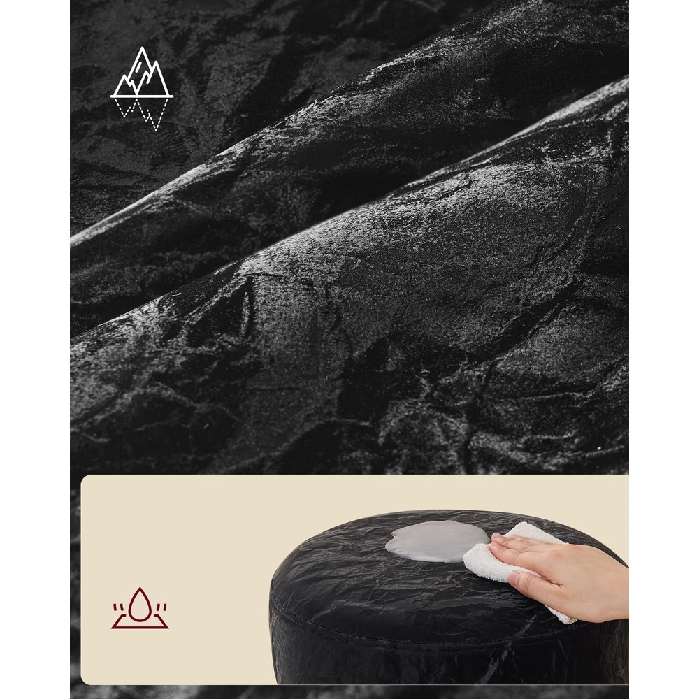 Snurrbar sminkpall i konstläder höj- och sänkbar - Svart