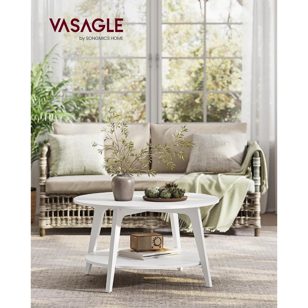 Runt soffbord med 2 hyllplan 80 cm - Vit