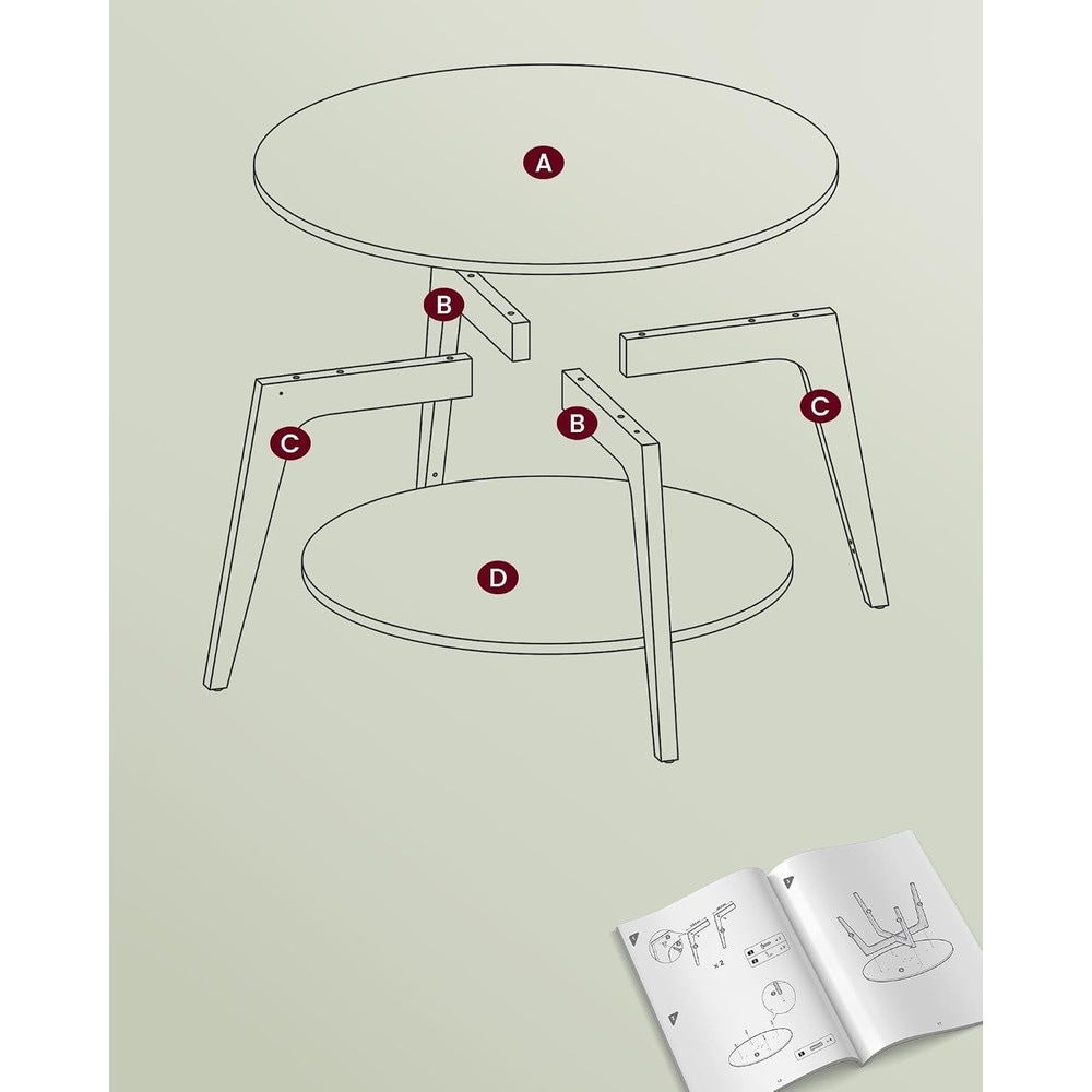 Runt soffbord med 2 hyllplan 80 cm - Vit