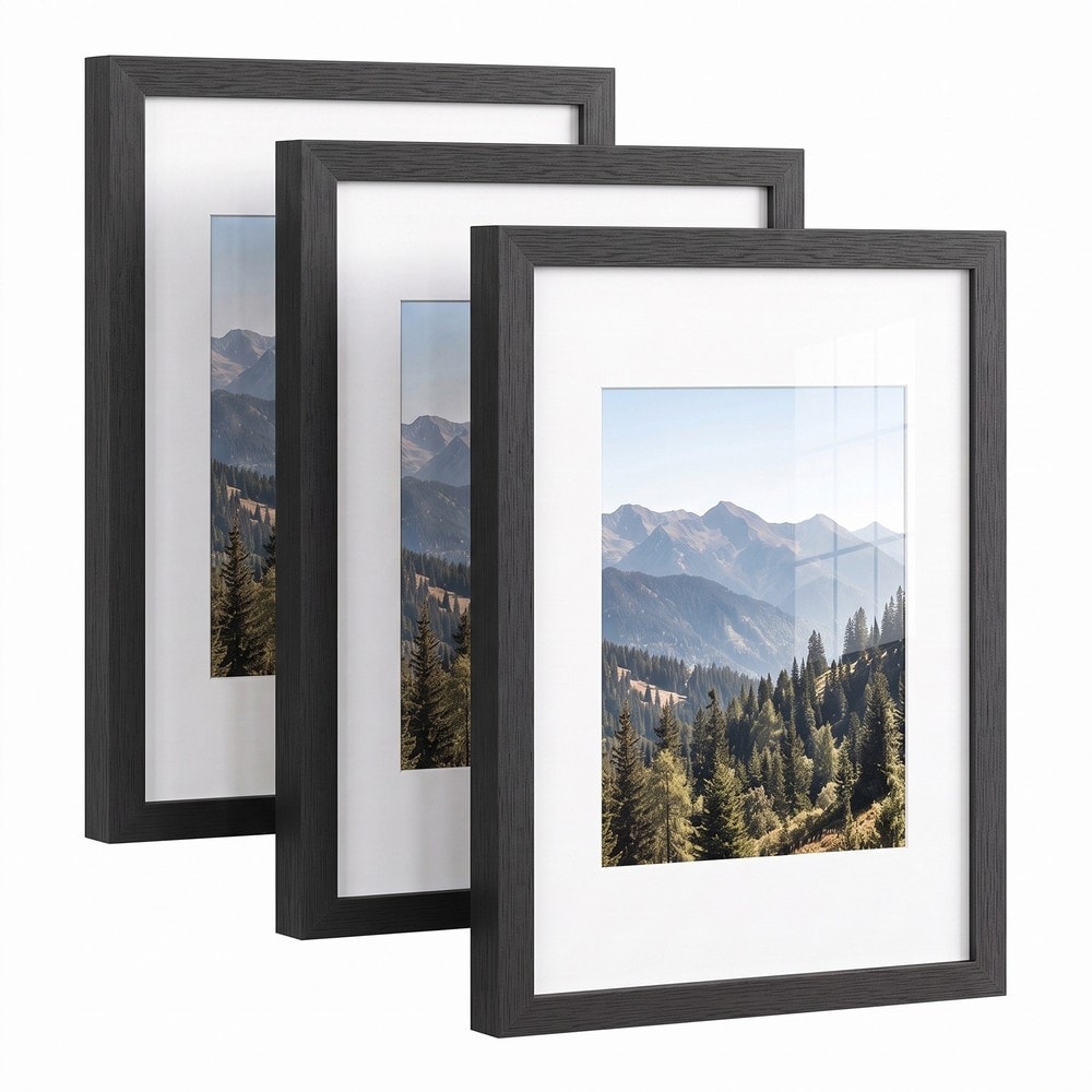 Fotoramar för A4 med passepartout 3-pack - Svart