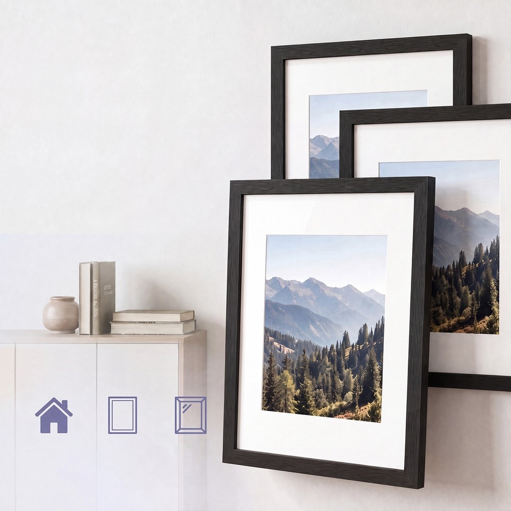 Fotoramar för A4 med passepartout 3-pack - Svart