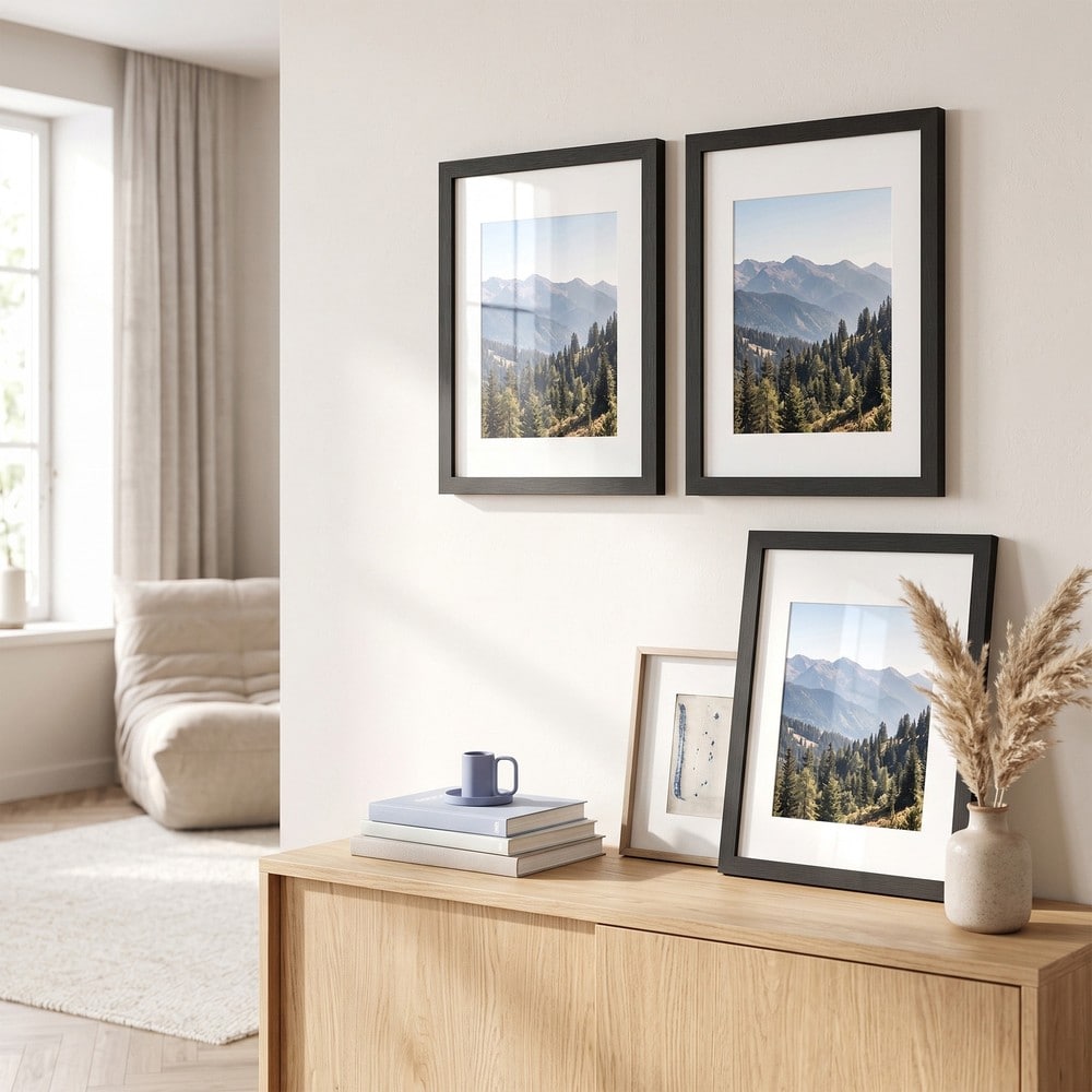Fotoramar för A4 med passepartout 3-pack - Svart