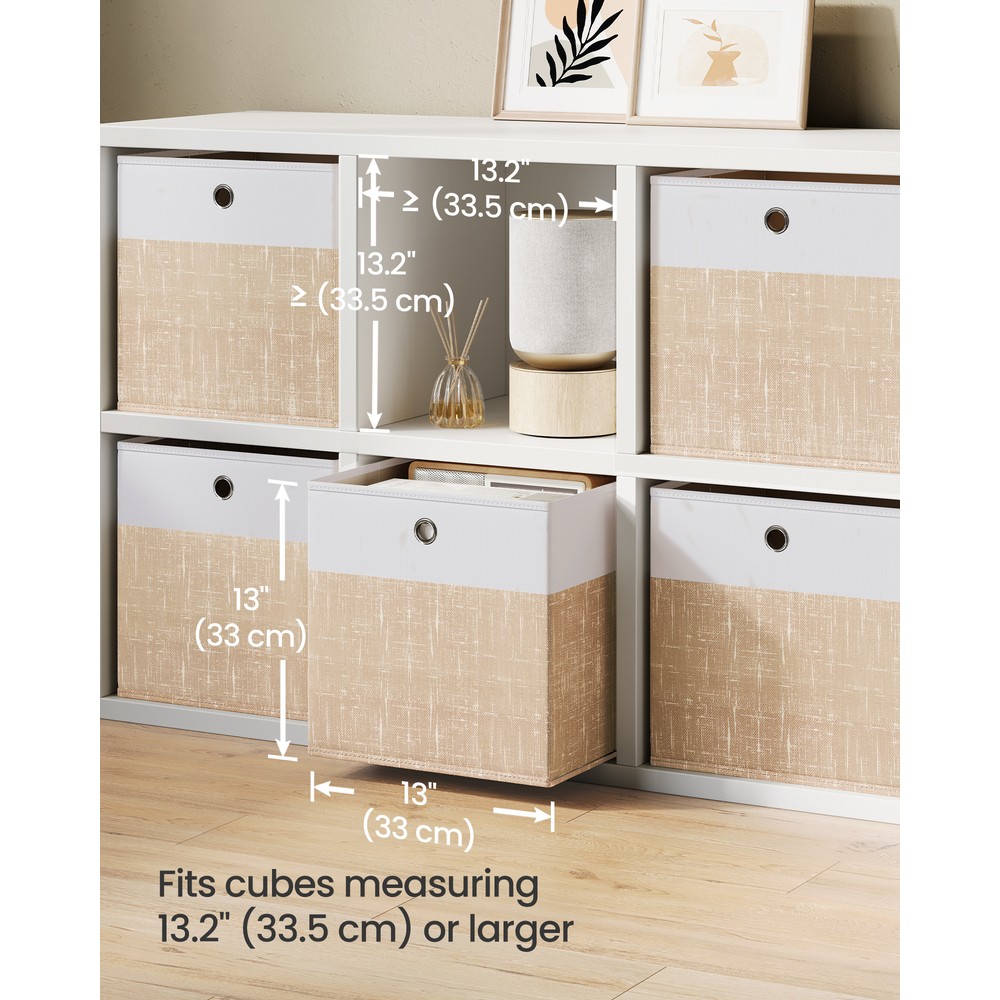 Hopfällbara förvaringslådor i tyg med handtag 6-pack - Sandbeige