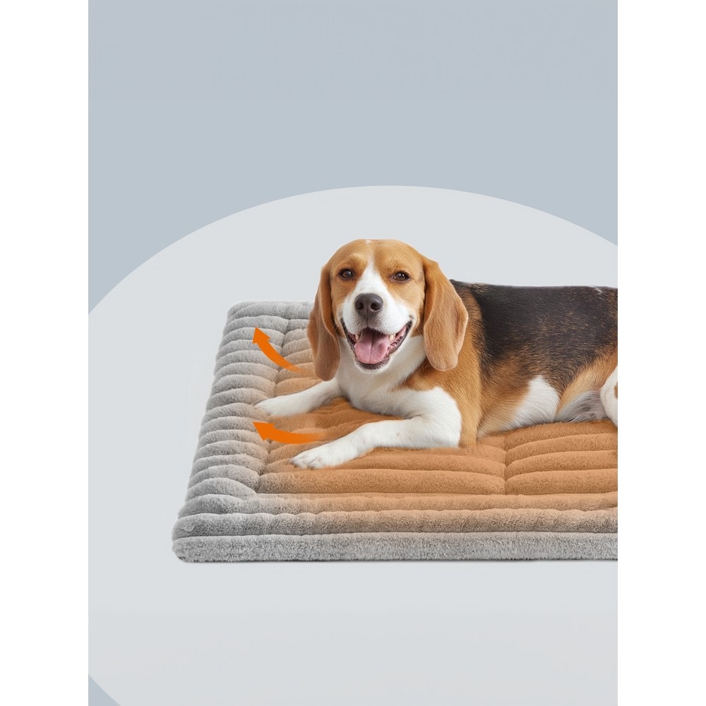 Selvoppvarmende hundeteppe i plysj, 90 x 65 cm – Grå / Oppvarmende teppe til kjæledyr / Hundematte i plysj
