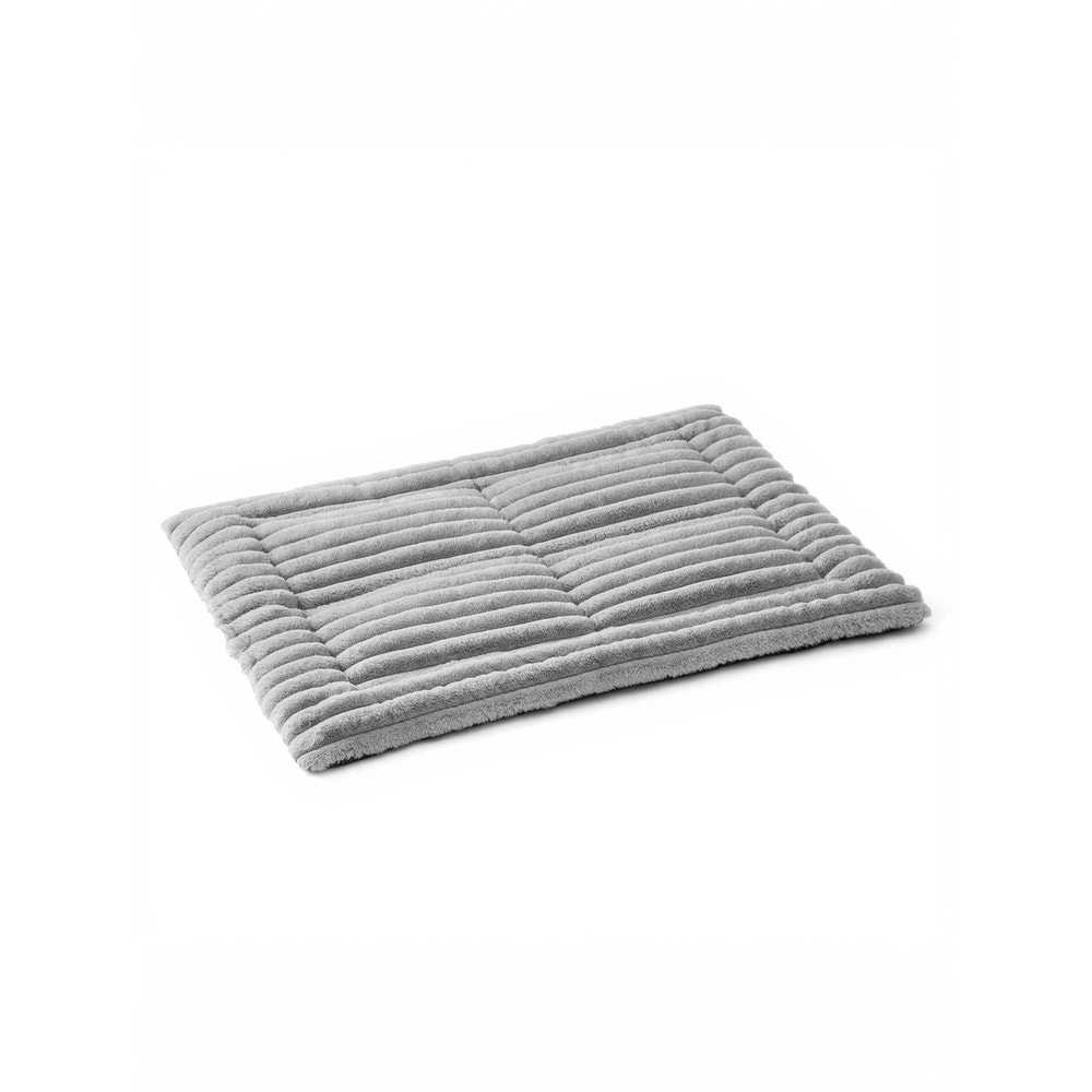 Selvoppvarmende hundeteppe i plysj, 90 x 65 cm – Grå / Oppvarmende teppe til kjæledyr / Hundematte i plysj
