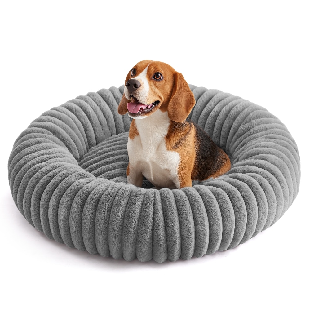 Rund hundeseng 80 cm med avtakbart overtrekk / Vaskbar hundeseng / Dyreseng med høy kant