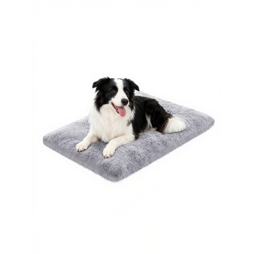Hundeseng i lang plysj, 105 x 68 cm / Vaskbar hundepute / Hundemadrass med sklisikring