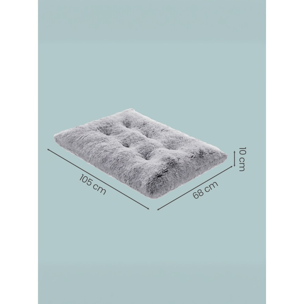 Hundeseng i lang plysj, 105 x 68 cm / Vaskbar hundepute / Hundemadrass med sklisikring