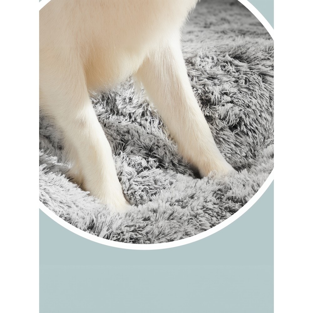 Hundeseng i lang plysj, 105 x 68 cm / Vaskbar hundepute / Hundemadrass med sklisikring