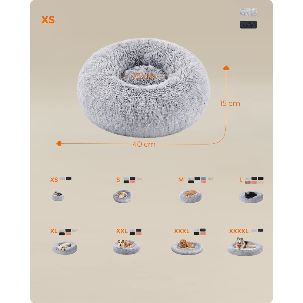 Rund hundeseng og katteseng 40 cm / Vaskbar dyreseng / Hundepute med uttakbar midtdel