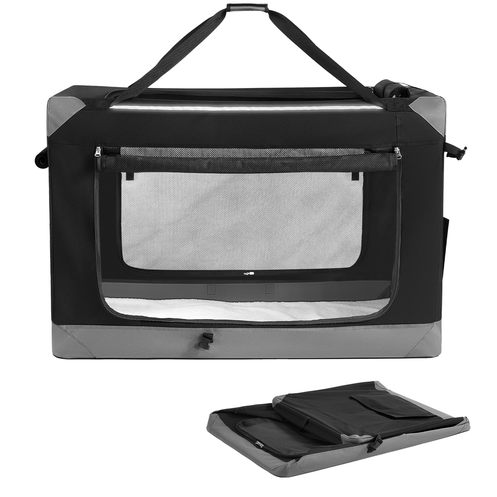 Sammenleggbar transportbur for hunder, 106,7 cm / Hundebur med nettingdører / Myk transportkasse