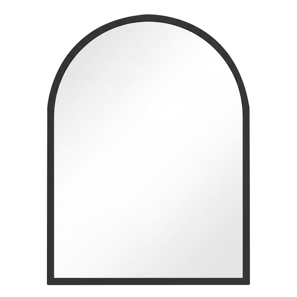 Buet veggspeil med svart ramme / Speil med aluminiumsramme / Baderomspeil 40 × 30 cm