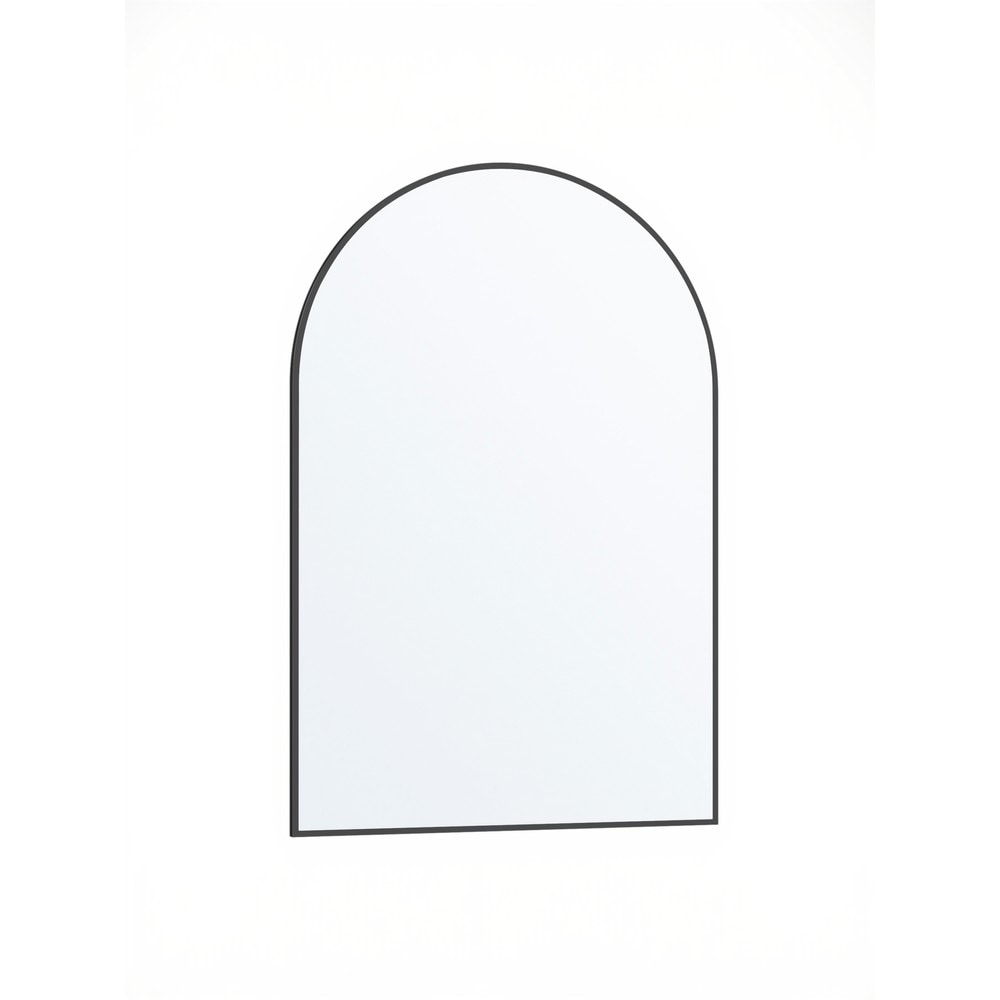 Buet veggspeil med svart ramme / Baderomspeil 91 × 61 cm / Speil med aluminiumsramme