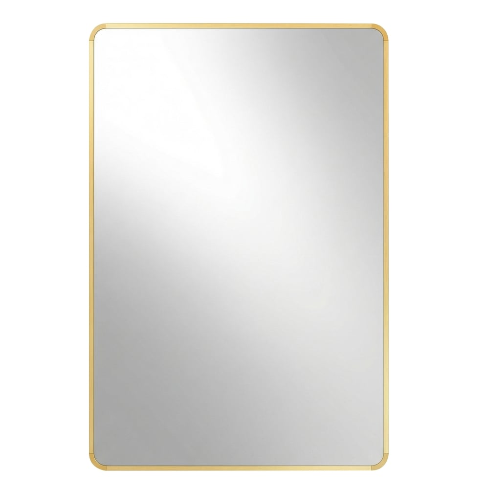 Rektangulært veggspeil med gullramme / Baderomspeil 91 × 61 cm / Speil med aluminiumsramme