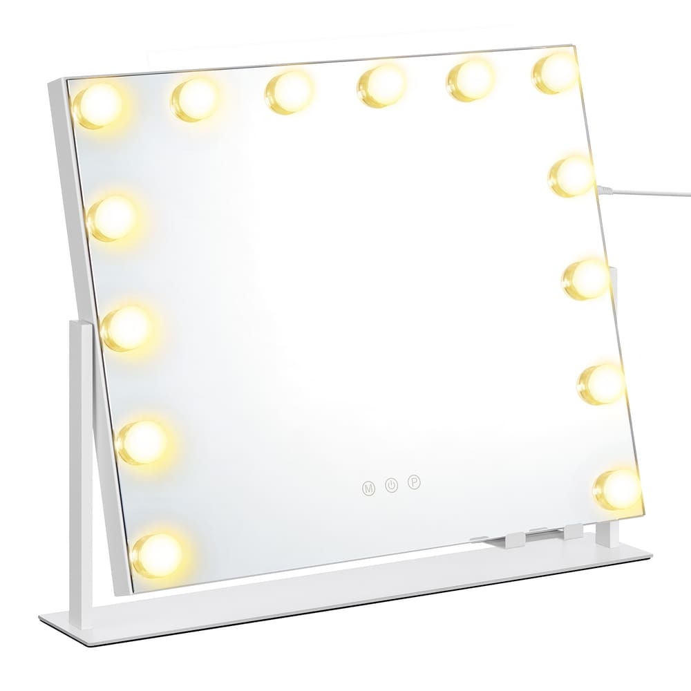 Sminkespeil med 14 LED-lamper / Bordspeil med lysregulering / Kosmetikkpeil med USB-lading