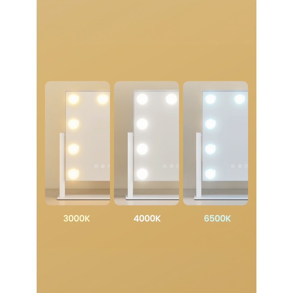 Sminkespeil med ni LED-lamper / Bordspeil med lysregulering / Kosmetikkpeil med forstørrelse