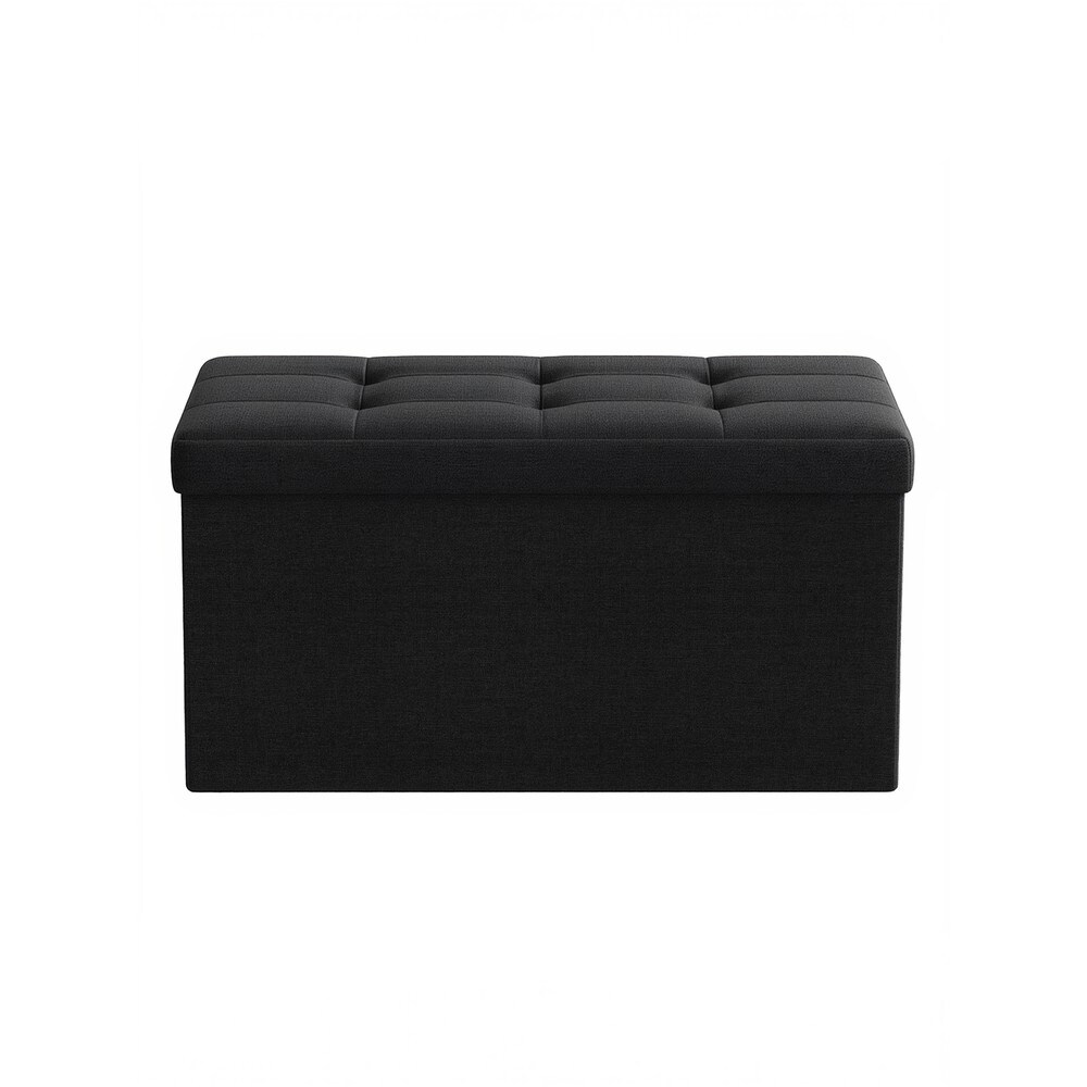 Sammenleggbar benk med oppbevaringsplass / Svart oppbevaringsbenk 76 cm / Sittepuff og fotskammel