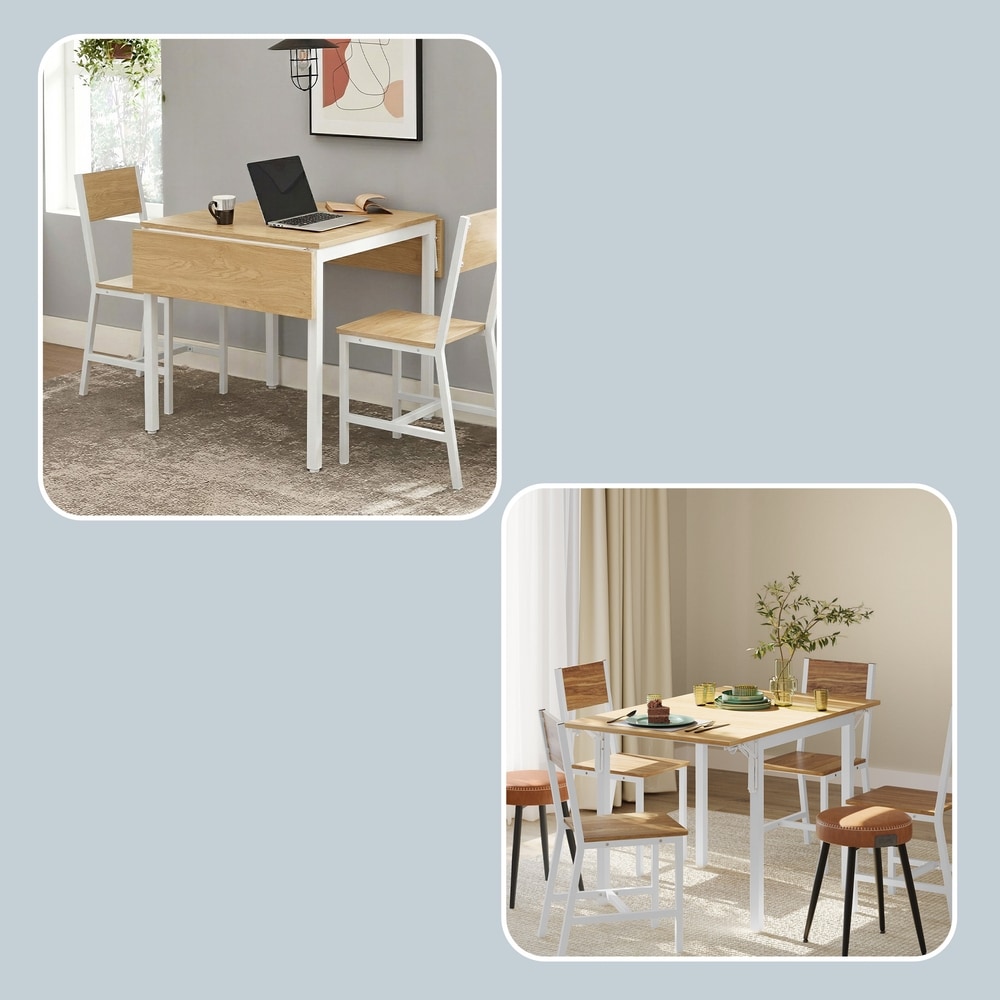 Sammenleggbart spisebord for 4 personer – Natur/Hvit / Klappbord til kjøkkenet / Fleksibelt spisebord