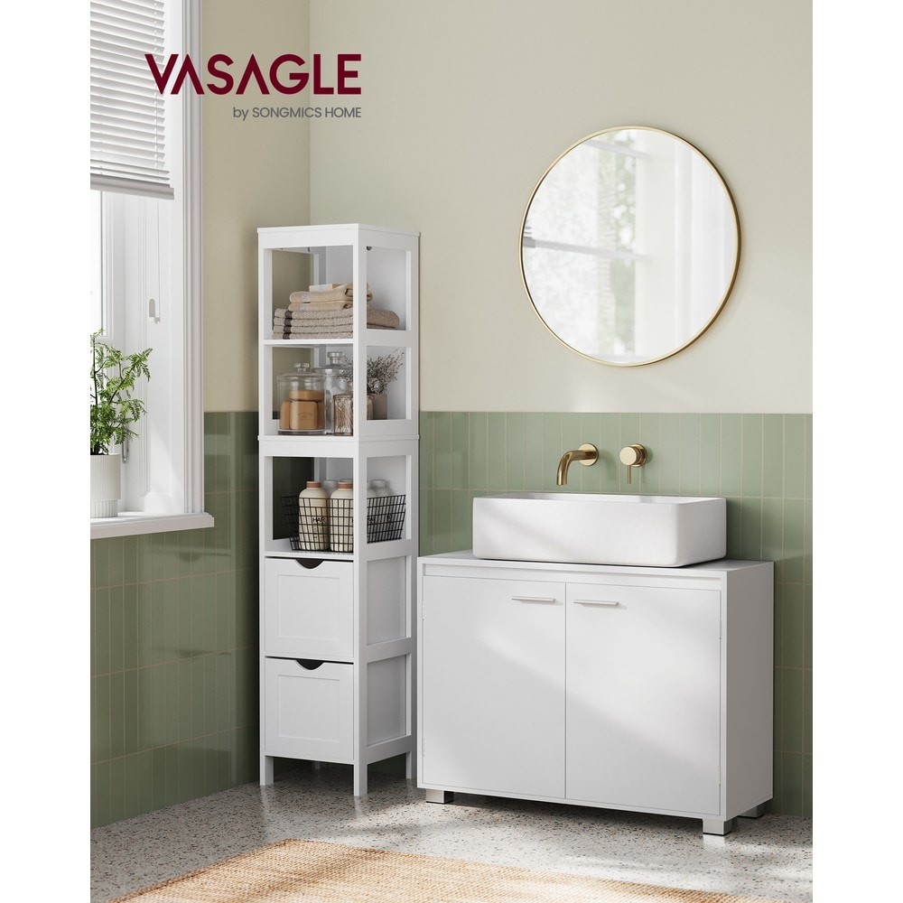 Vaskeskap med 2 dører 80x30x60 cm – Hvit / Underskap til vask / Badeskaps