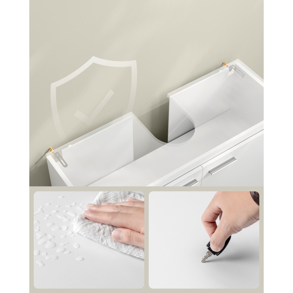 Vaskeskap med 2 dører 80x30x60 cm – Hvit / Underskap til vask / Badeskaps