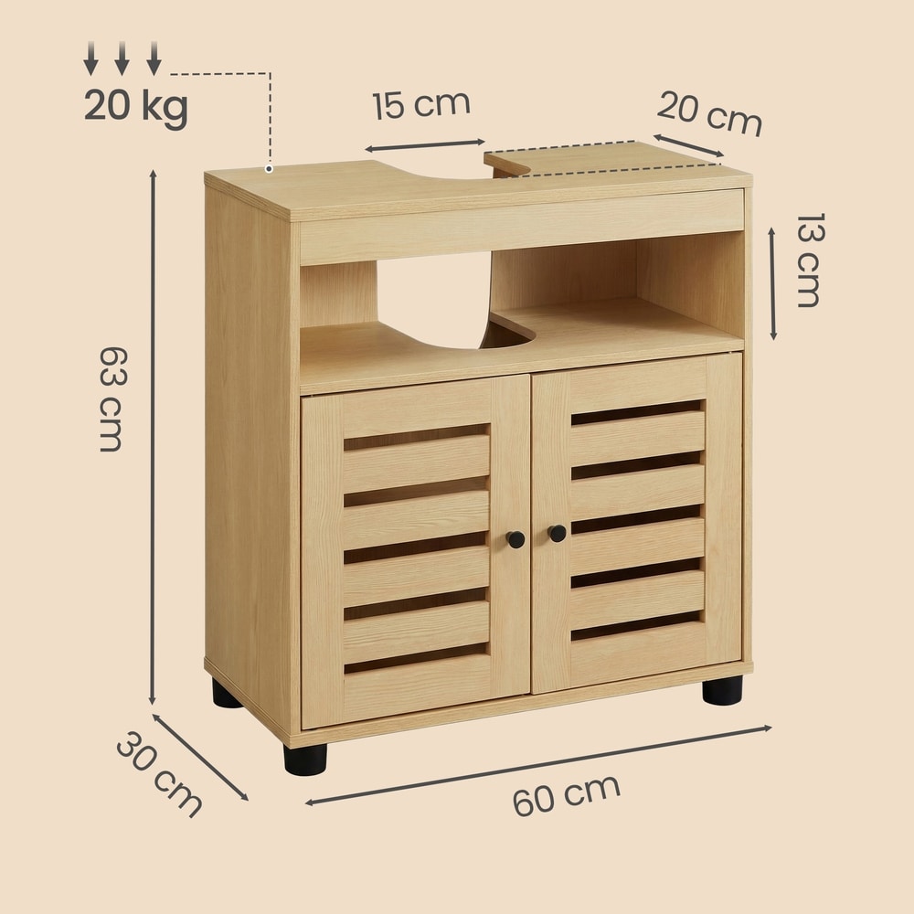 Vaskeskap med lamelldør 60x30x63 cm – Natur / Underskap til servant / Badeskap