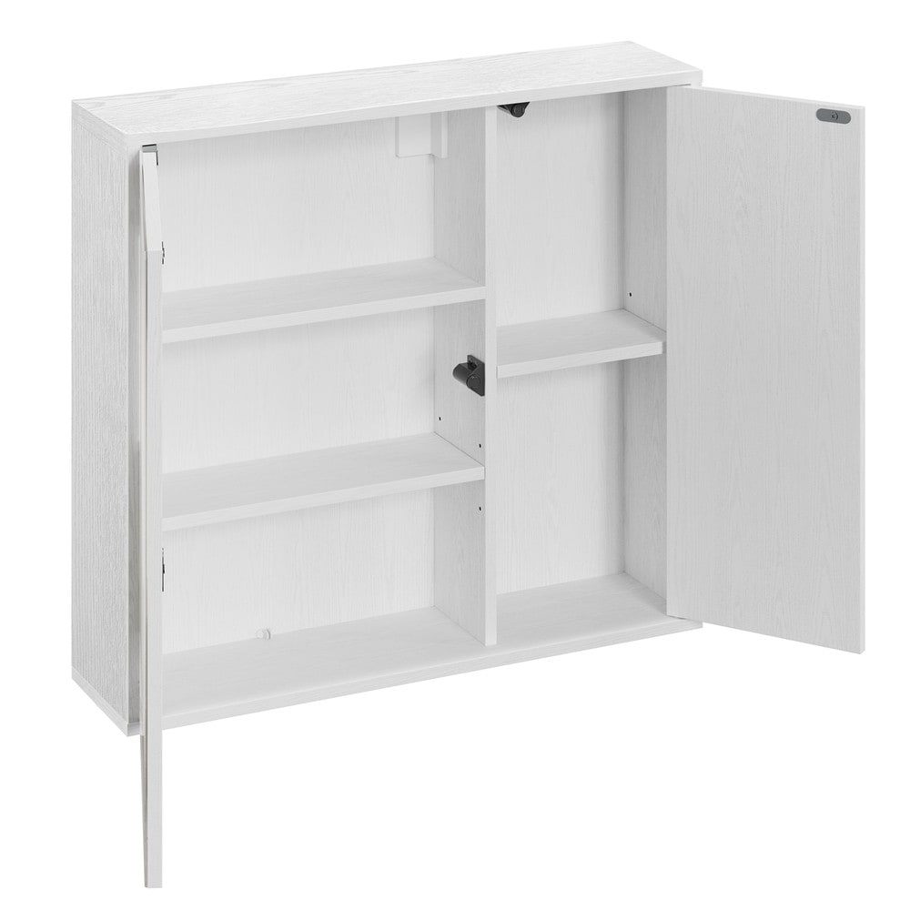 Badespeilskap 60 x 55 cm – Hvit / Veggskap med speil / Badeskap med hyller