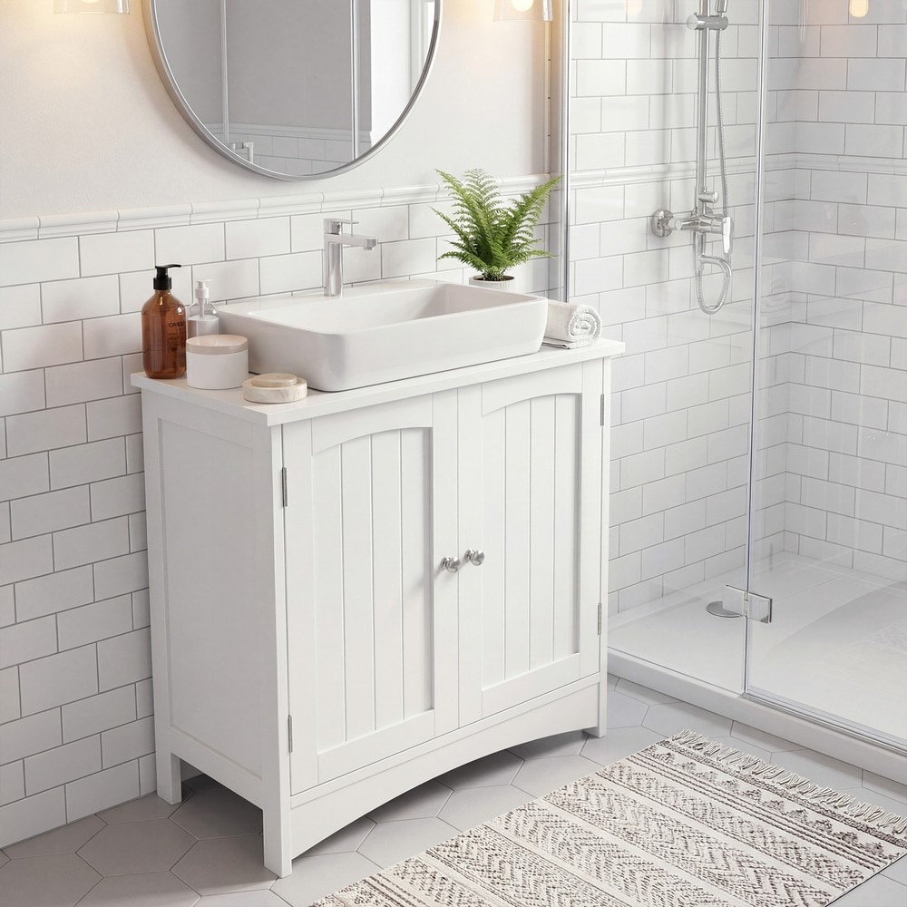 Underskap til servant med 2 dører, 60 x 30 x 60 cm – Hvit / Servantskap / Badeskaps