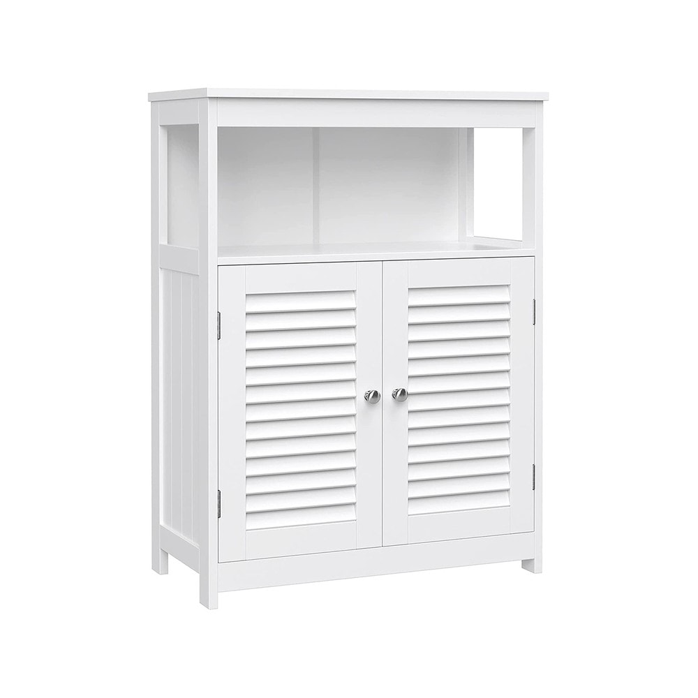Oppbevaringsskap med 2 lamelldører, 60 x 30 x 80 cm – Hvit / Badeskap / Lamellskap i MDF