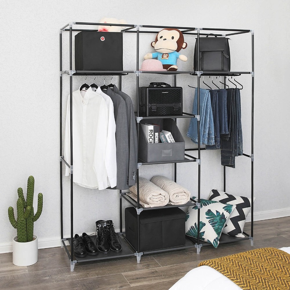 Garderobeskap med 2 klesstenger 150x45x175 cm – Svart / Garderobeskap / Klesoppbevaring