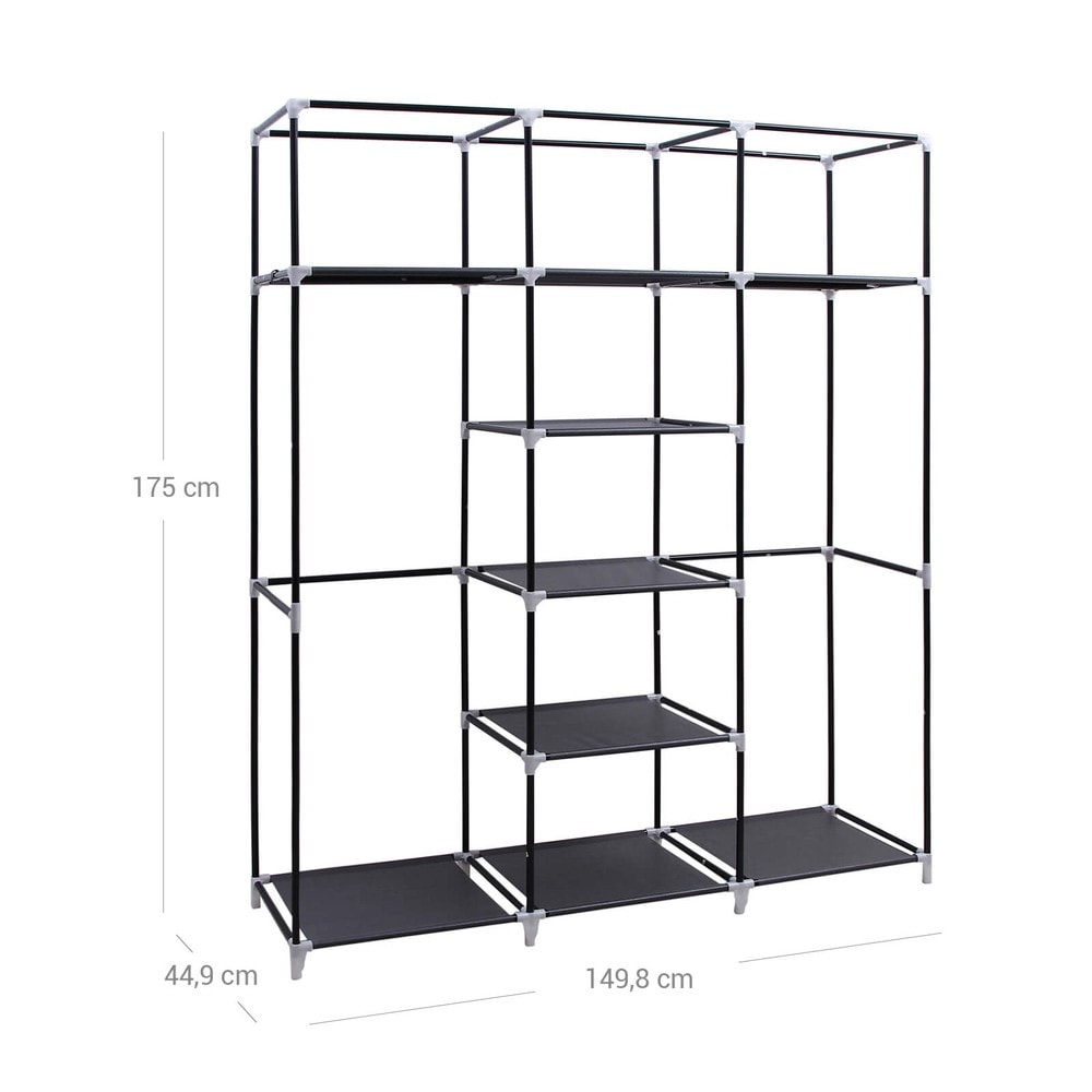 Garderobeskap med 2 klesstenger 150x45x175 cm – Svart / Garderobeskap / Klesoppbevaring
