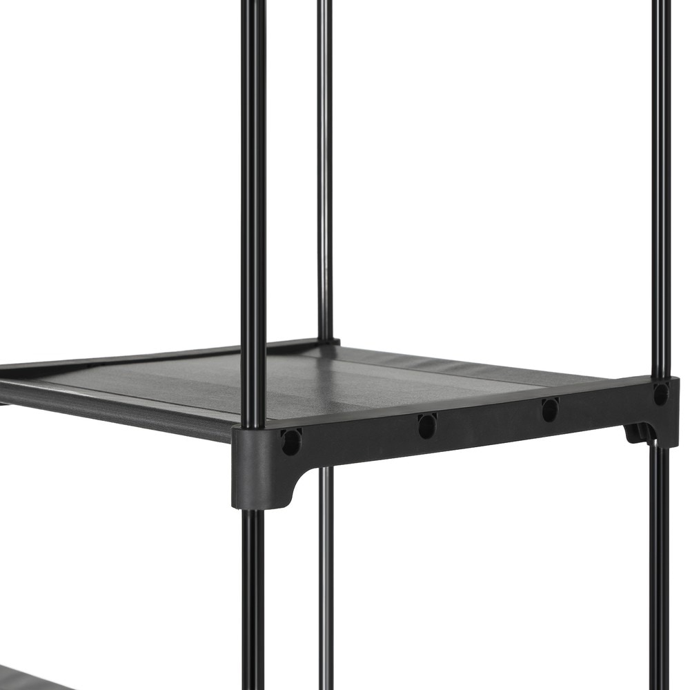 Sammenleggbar klesskap i stoff med 2 klesstenger, 140 x 43 x 174 cm – Svart / Stoffskap / Klesoppbevaring