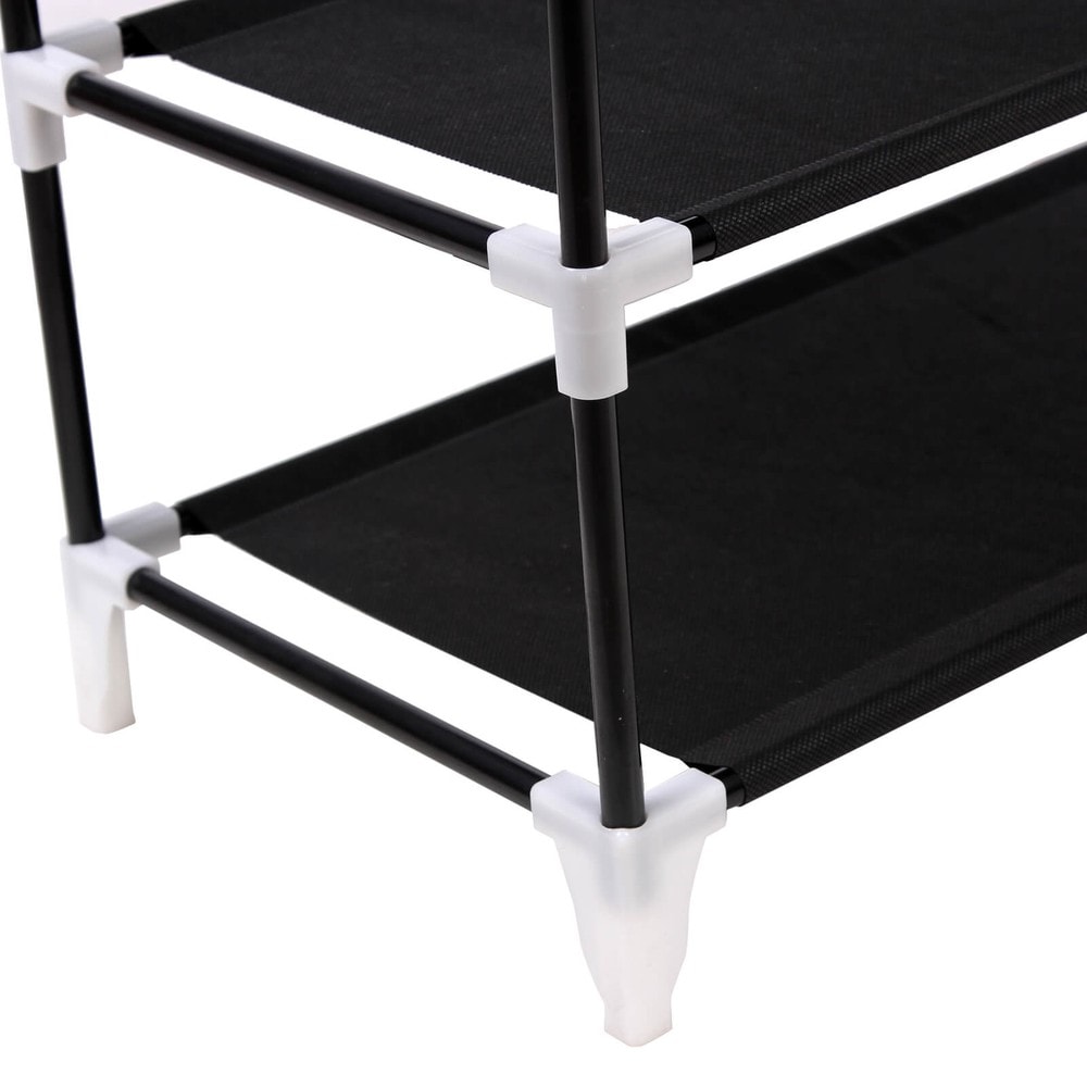 Skohylle i stoff med 9 hyller, 58 x 28 x 160 cm – Svart / Skohylle i stoff / Skooppbevaring