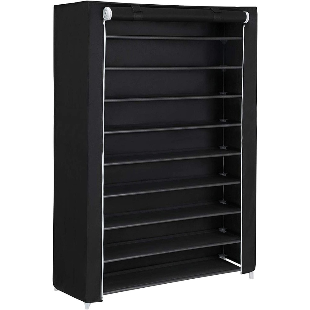 Skohylle med 10 hyller for opptil 54 par, 100 x 28 x 162 cm – Svart / Skohylle / Skooppbevaring