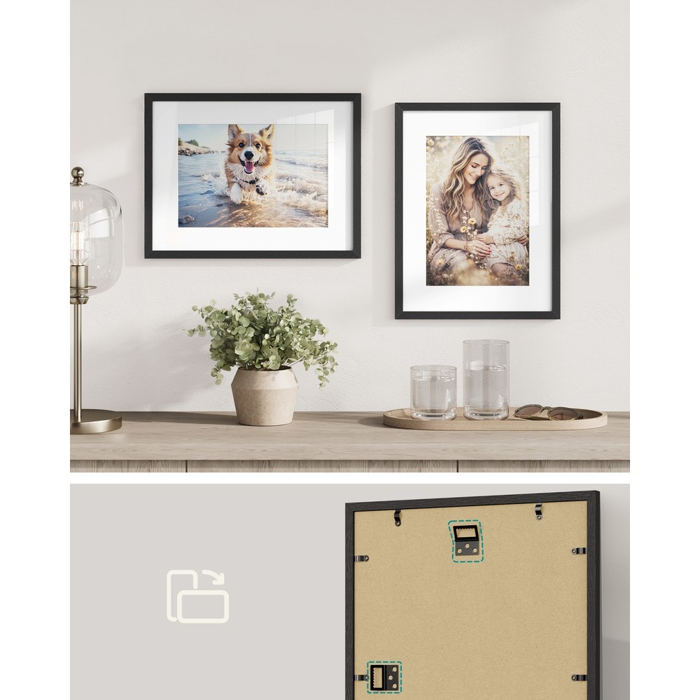 Fotorammer for veggmontering, 3-pakning – Svart / Bilderammer med passepartout / Bilderammer