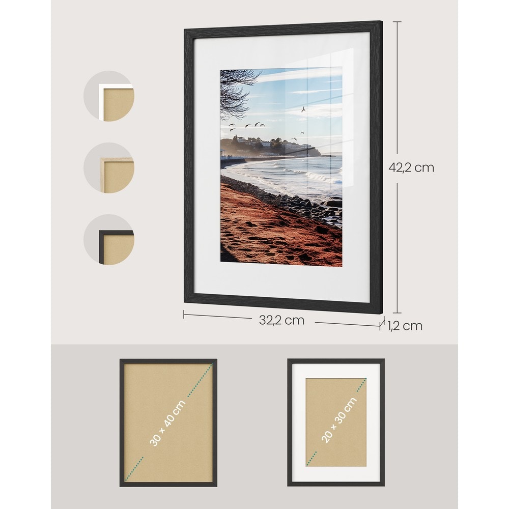 Fotorammer for veggmontering, 3-pakning – Svart / Bilderammer med passepartout / Bilderammer