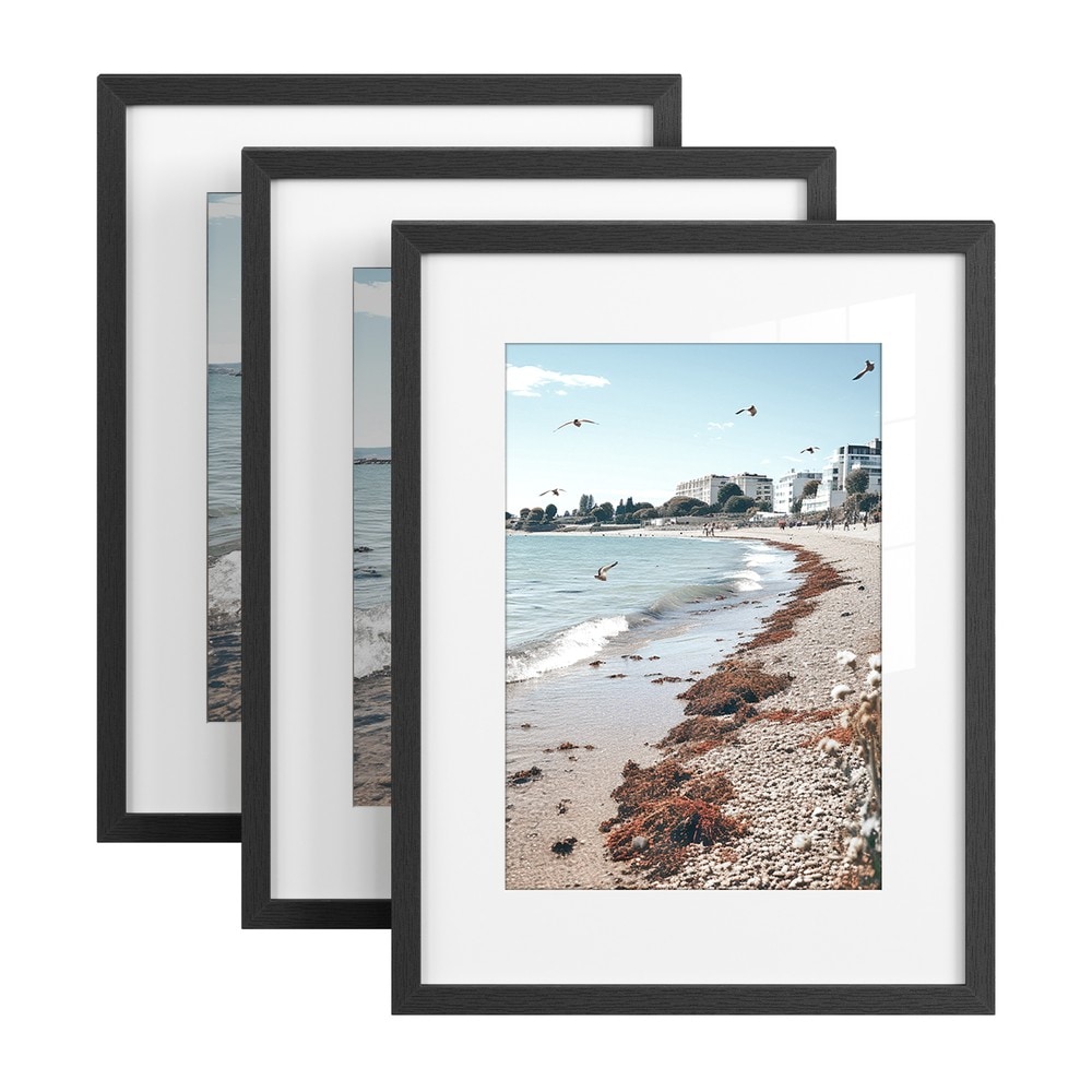 Fotorammer for veggmontering, 3-pakning – Svart / Bilderammer med passepartout / Bilderammer