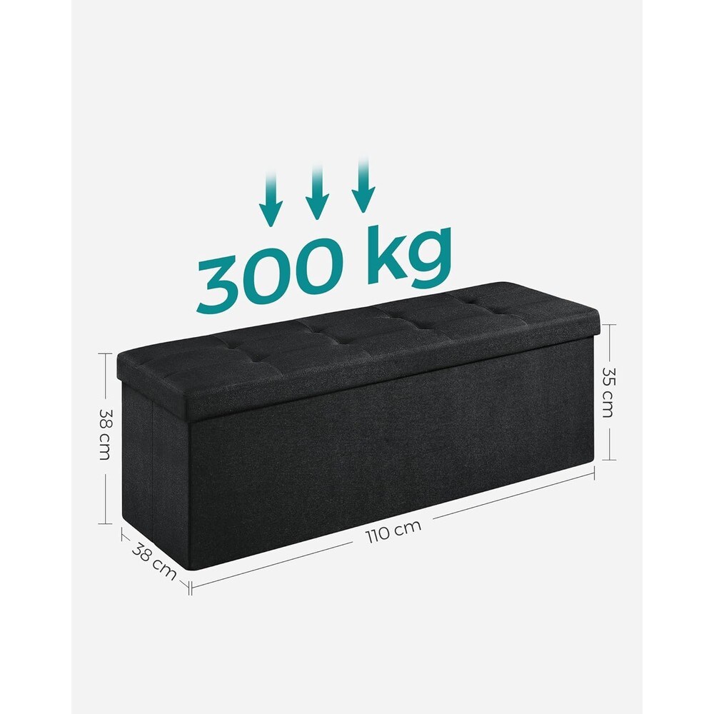 Sammenleggbar benk med oppbevaringsplass, 110 cm – Svart / Oppbevaringsbenk / Oppbevaringskrakk