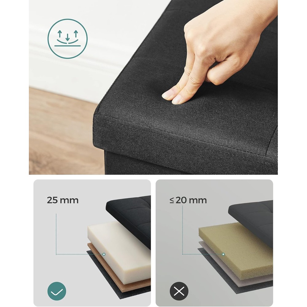 Sammenleggbar benk med oppbevaringsplass, 110 cm – Svart / Oppbevaringsbenk / Oppbevaringskrakk