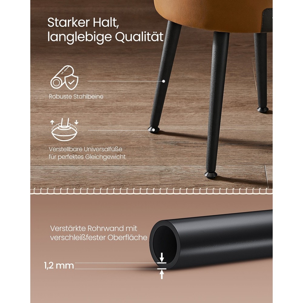 Rund sittepuff med oppbevaringsrom i kunstlær – Brun / Polstret fotskammel / Sminkebord med lokk