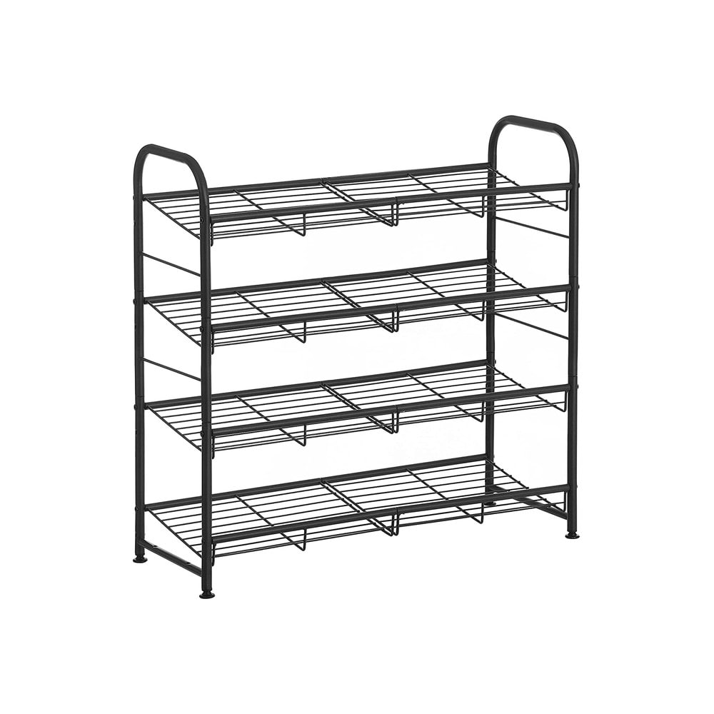 Stabelbar skohylle i stål med 4 hyller, 68 cm – Svart / Metallskohylle / Skoplassering