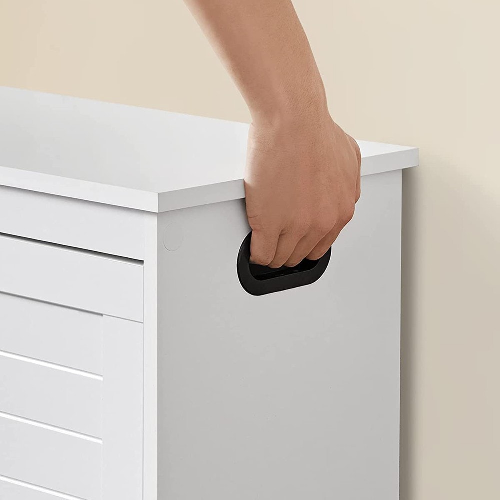 Skobänk med nedfellbar dør 80 cm – Hvit / Skoskap med sitteplass / Entrébänk med skooppbevaring