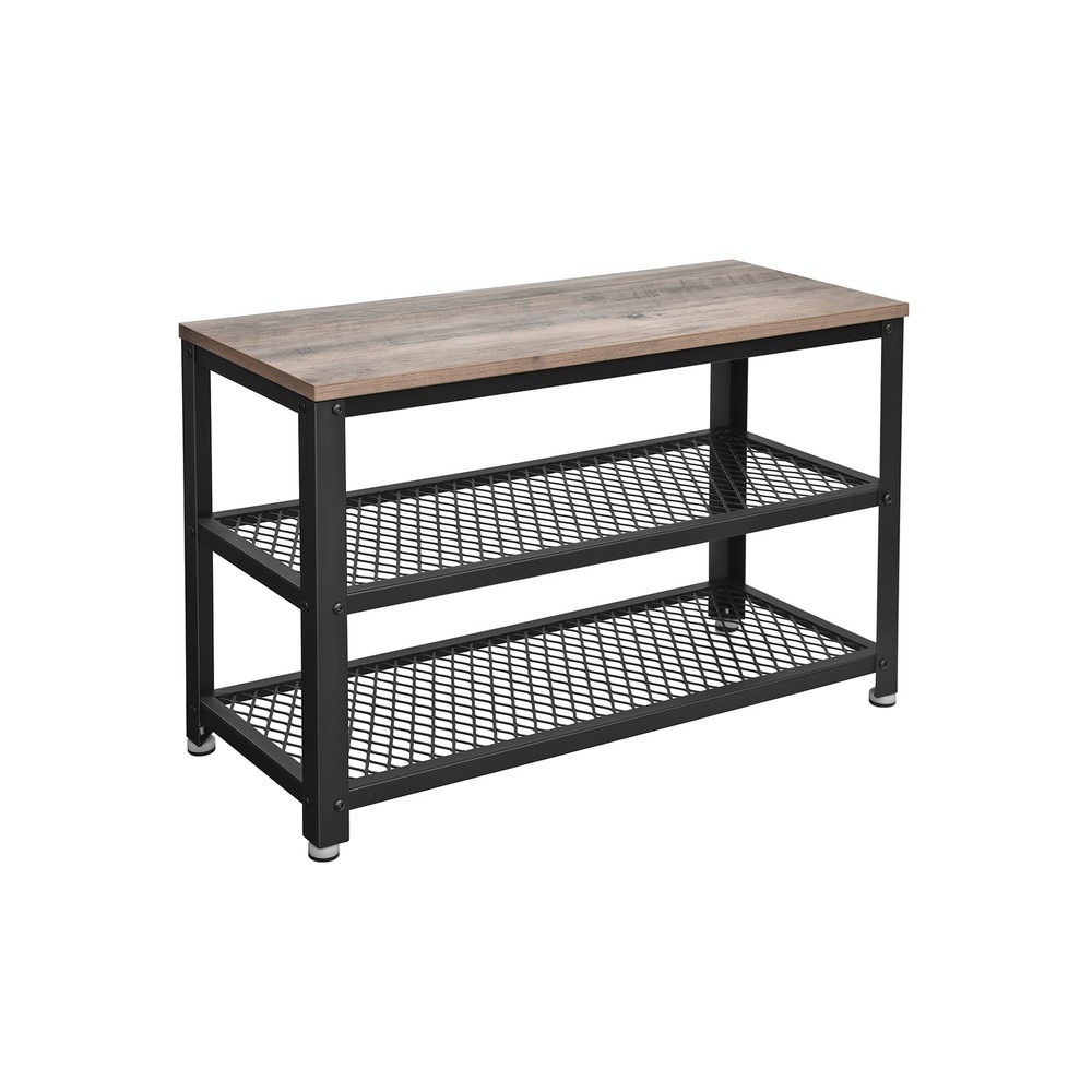 Skopass i industristil med 2 hyller, 73 cm – Gråbeige/Svart / Entrépass / Skostativ med sete