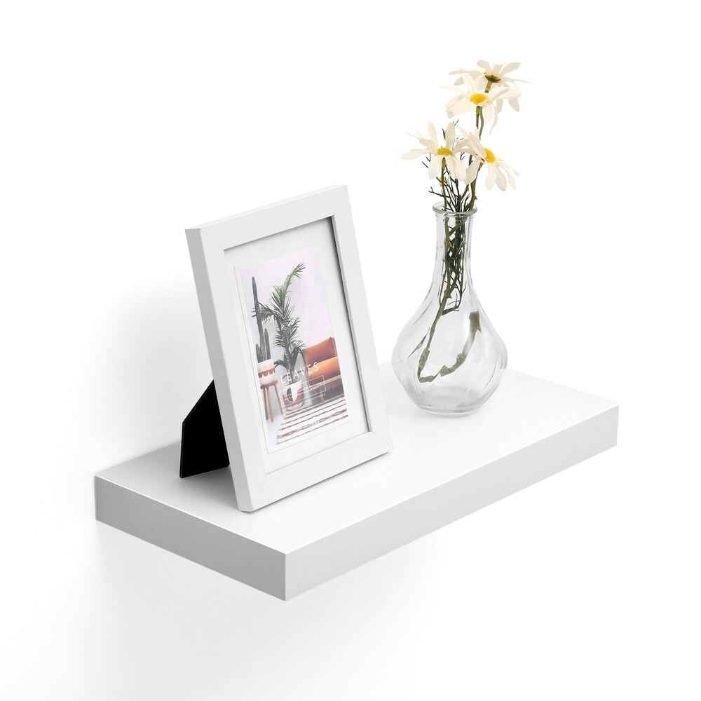 Hengende vegghylle 40 x 20 cm – Hvit / Vegghylle med skjult feste / Dekorativ hylle i MDF