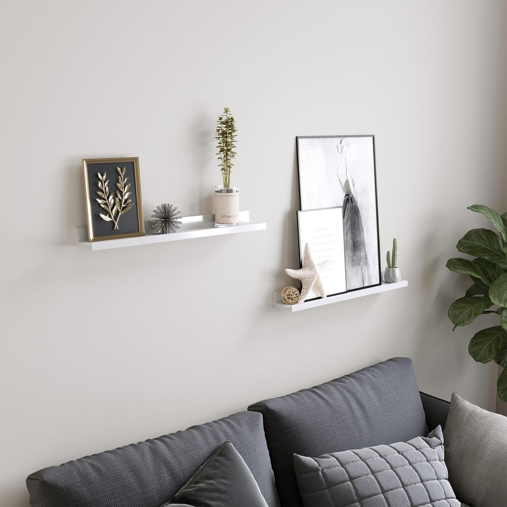 Hengende vegghyller til bilder og bøker, 60 cm, 2-pakning – Hvit / Bilderammer / Bilderhyller