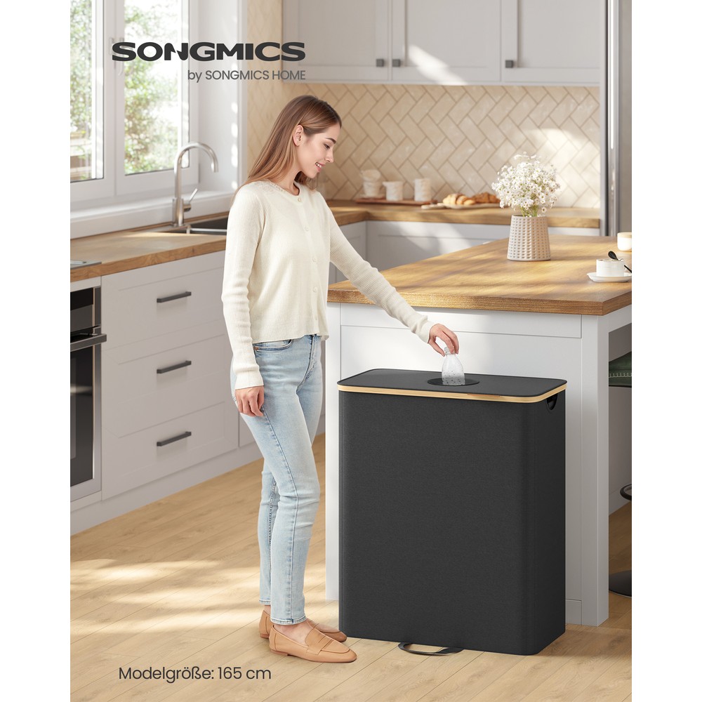 Sorteringsbeholder for gjenvinning 135 l – Svart–beige – Flaskeinnsamler – Pantbeholder